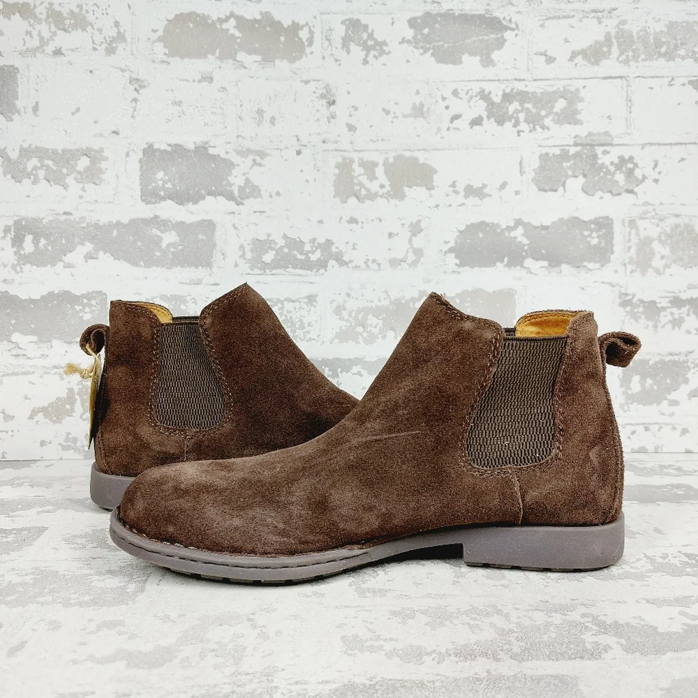 New Born Eli Men's Brown Suede Round Toe Chelsea Boots D676 - Picture 3 of 10